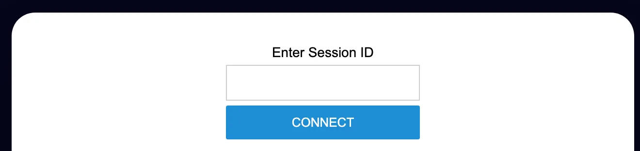 The Dial Raven remote support page with the Enter Session ID box and CONNECT button