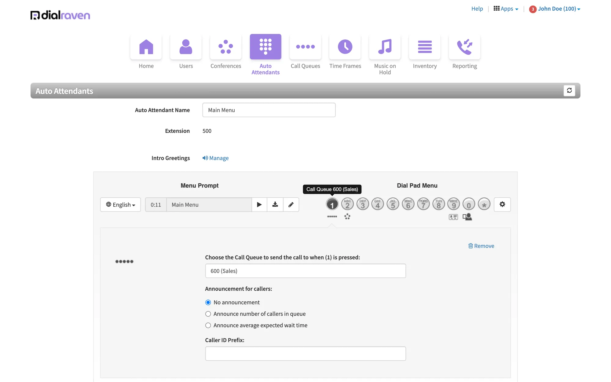 Manager Portal: Point-and-click phone menus